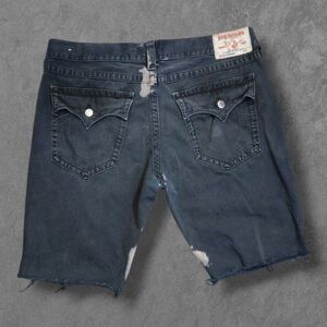 True Religion Cut Off Jean Shorts Distressed Jorts Men Size 42 Skater Y2k